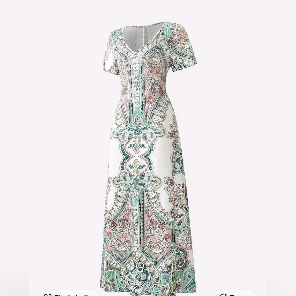 Elegant Paisley Print Maxi Dress - Picture 3 of 6